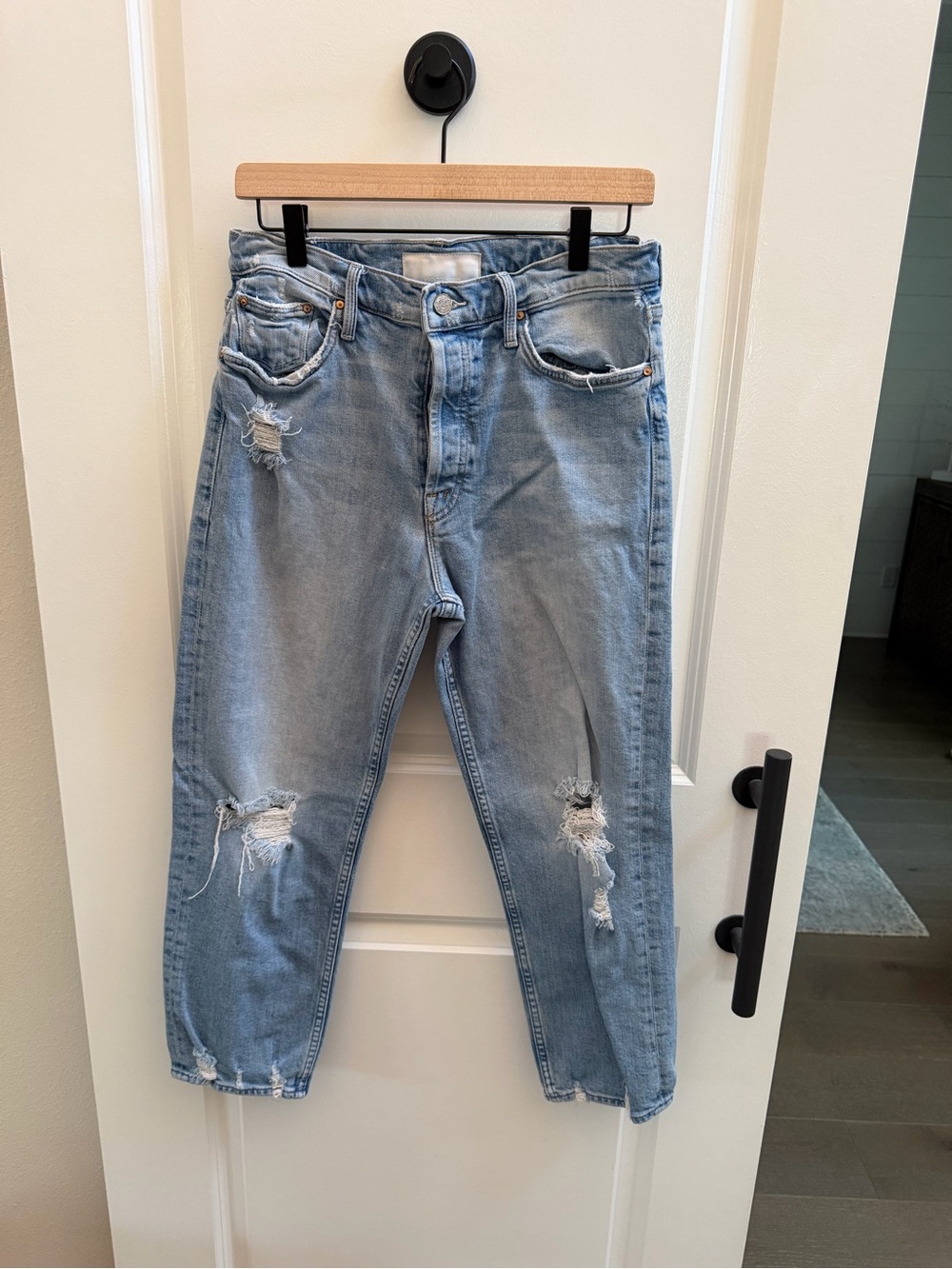 MOTHER Light Blue Distressed Boyfriend Jeans